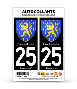 25 Franche-Comté - Armoiries | Autocollant plaque immatriculation