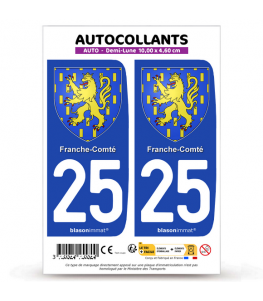 25 Franche-Comté - Armoiries | Autocollant plaque immatriculation