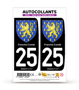 25 Franche-Comté - Armoiries | Autocollant plaque immatriculation