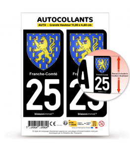 25 Franche-Comté - Armoiries | Autocollant plaque immatriculation