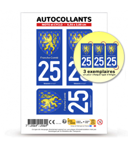 25 Franche-Comté - Armoiries | Autocollant plaque immatriculation