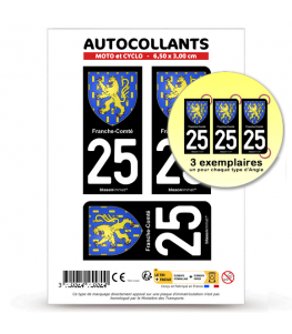 25 Franche-Comté - Armoiries | Autocollant plaque immatriculation