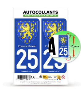 25 Franche-Comté - Armoiries | Autocollant plaque immatriculation