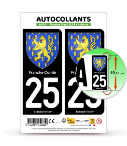 25 Franche-Comté - Armoiries | Autocollant plaque immatriculation