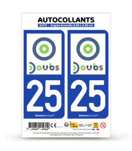 25 Doubs - Département | Autocollant plaque immatriculation