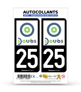 25 Doubs - Département | Autocollant plaque immatriculation