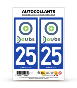 25 Doubs - Département | Autocollant plaque immatriculation