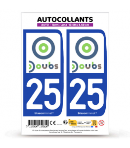 25 Doubs - Département | Autocollant plaque immatriculation