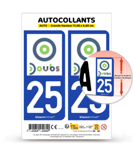 25 Doubs - Département | Autocollant plaque immatriculation