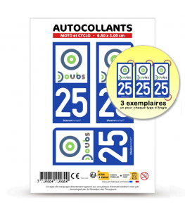 25 Doubs - Département | Autocollant plaque immatriculation