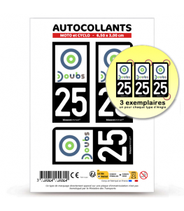 25 Doubs - Département | Autocollant plaque immatriculation