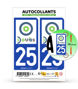 25 Doubs - Département | Autocollant plaque immatriculation