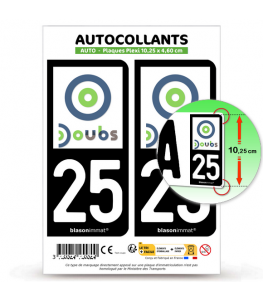 25 Doubs - Département | Autocollant plaque immatriculation