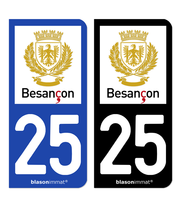 25 Besançon - Ville | Autocollant plaque immatriculation