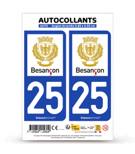 25 Besançon - Ville | Autocollant plaque immatriculation