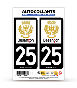 25 Besançon - Ville | Autocollant plaque immatriculation