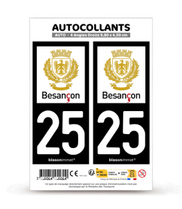 25 Besançon - Ville | Autocollant plaque immatriculation