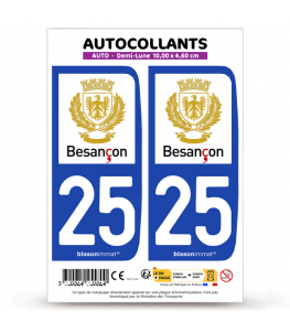 25 Besançon - Ville | Autocollant plaque immatriculation