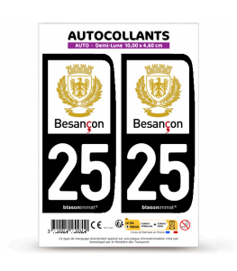 25 Besançon - Ville | Autocollant plaque immatriculation