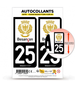 25 Besançon - Ville | Autocollant plaque immatriculation