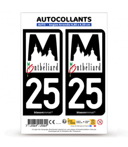 25 Montbéliard - Ville | Autocollant plaque immatriculation