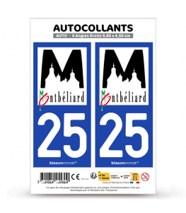 25 Montbéliard - Ville | Autocollant plaque immatriculation