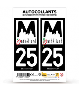 25 Montbéliard - Ville | Autocollant plaque immatriculation