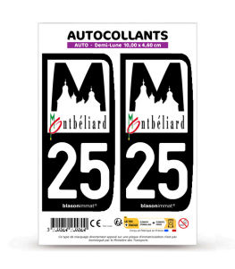 25 Montbéliard - Ville | Autocollant plaque immatriculation