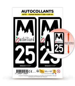 25 Montbéliard - Ville | Autocollant plaque immatriculation