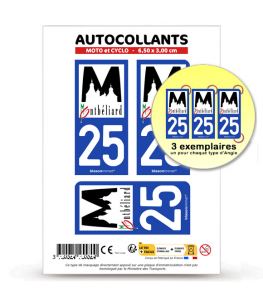 25 Montbéliard - Ville | Autocollant plaque immatriculation