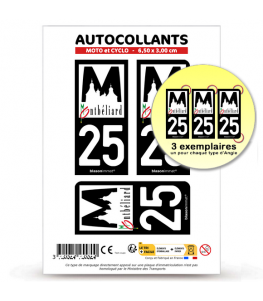 25 Montbéliard - Ville | Autocollant plaque immatriculation