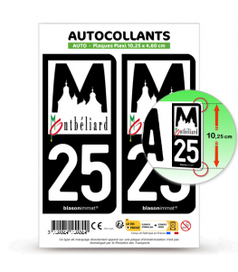 25 Montbéliard - Ville | Autocollant plaque immatriculation