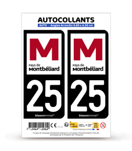 25 Montbéliard - Pays | Autocollant plaque immatriculation