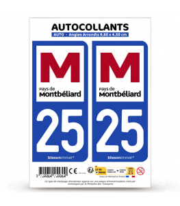 25 Montbéliard - Pays | Autocollant plaque immatriculation