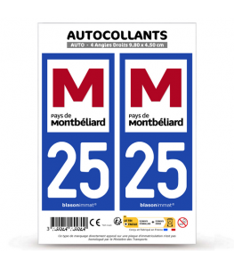 25 Montbéliard - Pays | Autocollant plaque immatriculation