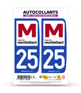 25 Montbéliard - Pays | Autocollant plaque immatriculation