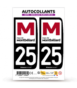 25 Montbéliard - Pays | Autocollant plaque immatriculation