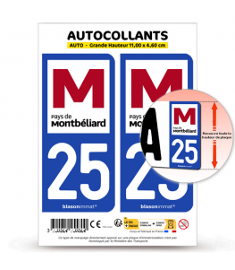 25 Montbéliard - Pays | Autocollant plaque immatriculation