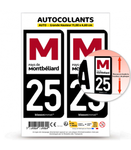 25 Montbéliard - Pays | Autocollant plaque immatriculation