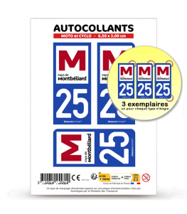 25 Montbéliard - Pays | Autocollant plaque immatriculation