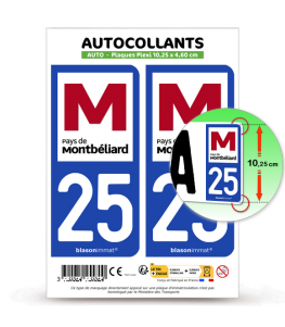 25 Montbéliard - Pays | Autocollant plaque immatriculation