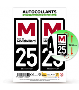 25 Montbéliard - Pays | Autocollant plaque immatriculation