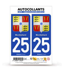 25 Montbéliard - Armoiries | Autocollant plaque immatriculation