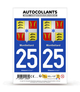 25 Montbéliard - Armoiries | Autocollant plaque immatriculation