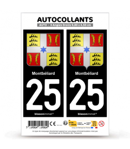 25 Montbéliard - Armoiries | Autocollant plaque immatriculation