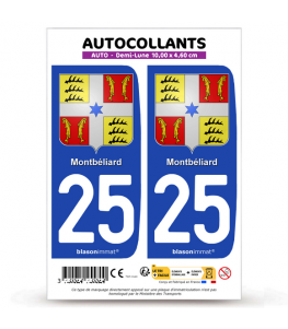 25 Montbéliard - Armoiries | Autocollant plaque immatriculation