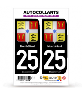 25 Montbéliard - Armoiries | Autocollant plaque immatriculation