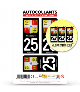 25 Montbéliard - Armoiries | Autocollant plaque immatriculation