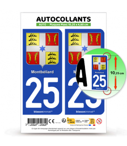 25 Montbéliard - Armoiries | Autocollant plaque immatriculation