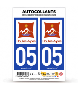 05 Hautes-Alpes - Département | Autocollant plaque immatriculation